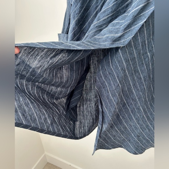 Lagenlook cieolo blue linen oversized blue stripes top - Picture 11 of 11